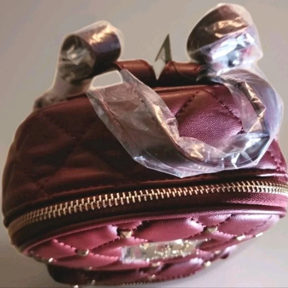 Badgley Mischka Small Quilted Diamond studded Burgundy Backpack